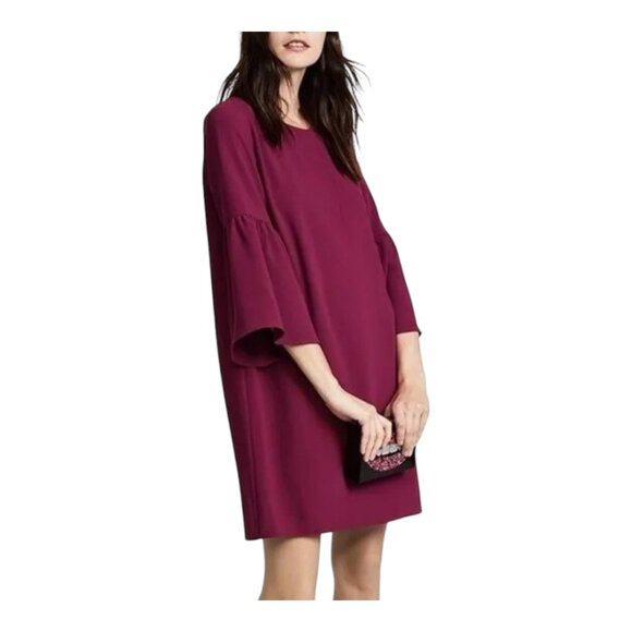 Amanda Uprichard Angela Bell Sleeve Mini Dress in Black Cherry Women's Medium - Picture 1 of 9